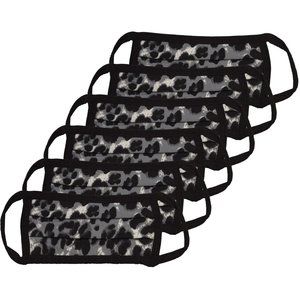 BLACK LEOPARD PRINT COTTON FACE MASK (6PK)
